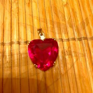 COPY - Vintage Red garnet or  ruby heart shape pe…